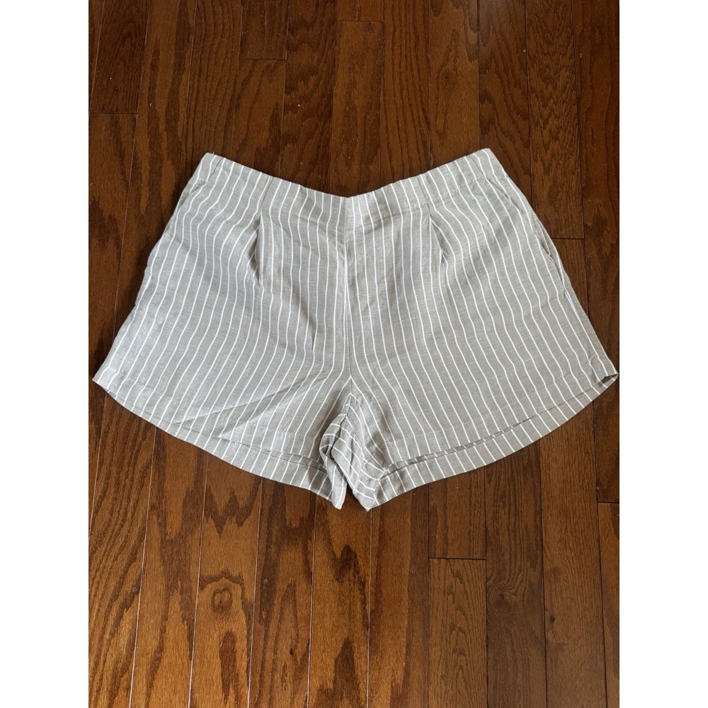 LOFT Beige and White Striped Women's Jean Shorts